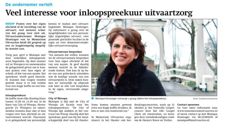 Inloopspreekuur uitvaartzorg